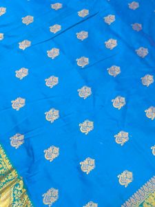 vintage Kanjivaram Blue &amp; Gold Saree