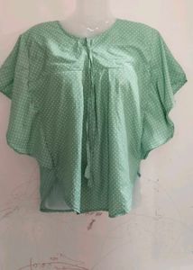 Mint Polka Dot Tie Top
