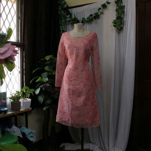 Floral Pink Dress/Kurtha Dress