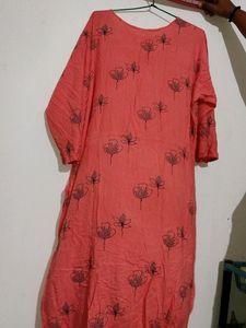 PEACH COTTON KURTA
