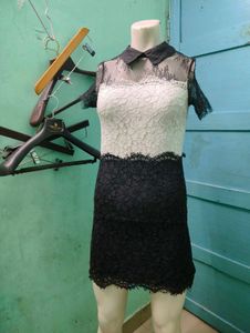 Sandro Rozen Two Tone Lace Dress