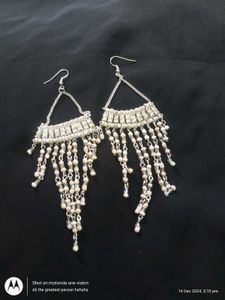 Silver Beaded Dangle Earrings