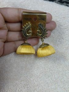 Jhumka Earrings Yellow