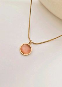 Peach Stone Pendant Necklace