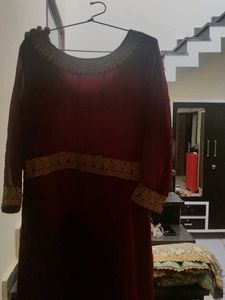 Elegant Maroon Embroidered Kurta Set