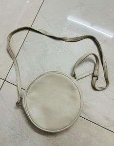 Beige Leather Sling Bag