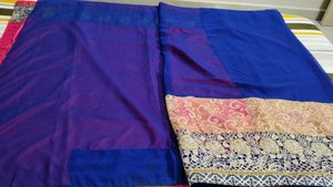 Pink And Blue Sari With Blouse