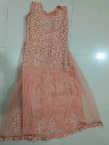 Elegant Peach Embroidered Anarkali
