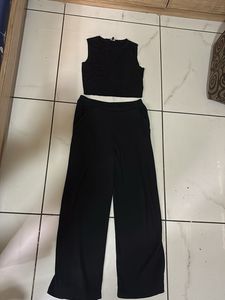 Black Crop Top & Wide Leg Set