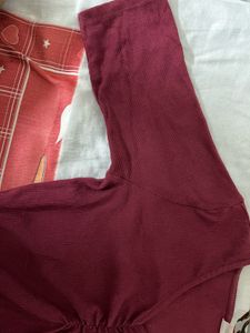 Burgundy Ribbed V-Neck Top