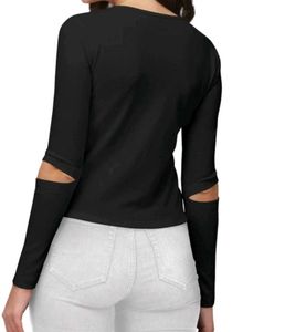 Casual CutOut Solid Women Black Top