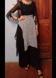 Elegant Black & Grey Tunic Set🤌😩✨️
