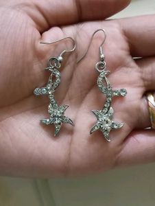 Silver Starburst Dangle Earrings