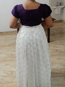 Elegant Purple &amp; White Davani Set Ready To Wear