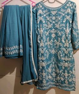 Teal Embroidered Salwar Kameez