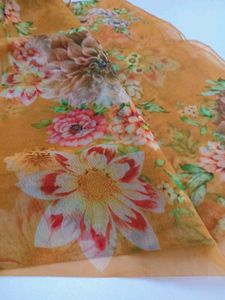 Floral Fantasy Mustard Yellow Chiffon Dupatta