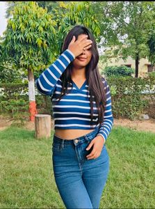 Stripped Print, Polo Collar Crop Tee