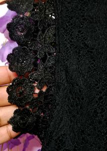 Black  And Red Floral Mesh Dress