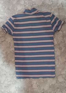 ribbed mock neck striped top