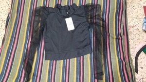 Black Sheer Sleeve Top