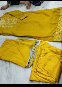 Elegant Yellow & pink suit combo