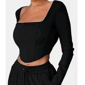 Savana Black Long Sleeve Corset Top