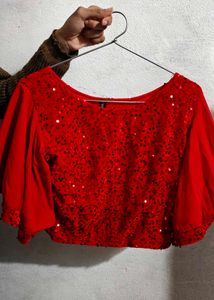 Red Sequin Party Blouse