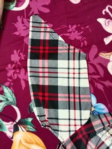 Plaid Cold Shoulder Top