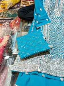 Teal Embroidered Kurta Set