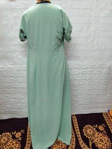 Sea Green Long Maxi Gown With High Slit