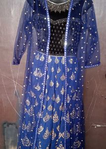 Elegant Blue Ethnic Gown with Jacket