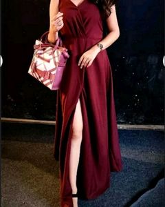 Hot Red Slit Dress For Women