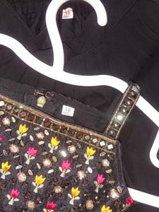 Girls Black Floral Shrug Outfit