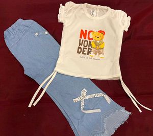 Cute Bear Tee &amp; Denim Pant Set Sizes 24,28,32