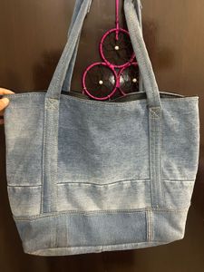 Denim Patchwork Tote Bag