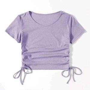 Purple Crop Top with Drawstring