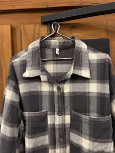 Oversized Plaid Shirt Dress