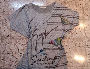 Gray Butterfly Embellished Top