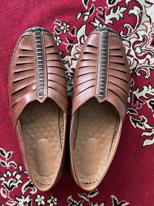 Classic Brown Leather Cut-Out Mules