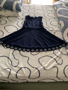 Navy Velvet Fit &amp; Flare Dress