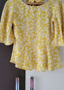 Leaf Print Yellow Top