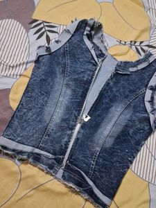 Denim Zip-Up Vest