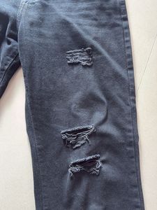 Black Ripped Wide Leg Jeans