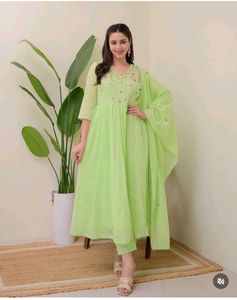 Green Pure Mal Cotton Suit Set
