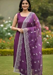 Purple Organza Dupatta