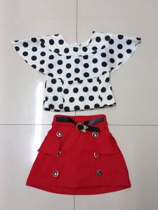 Polka Dot Top And Red Skirt .it's A New Product. Size 1 Year Baby Girl