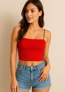 Zara Red Strappy Crop Top - Size L