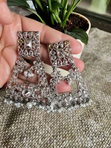 Statement Silver Drop Earrings