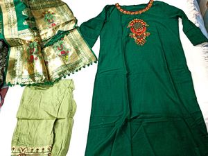 Green Suit With Banarasi Dupatta