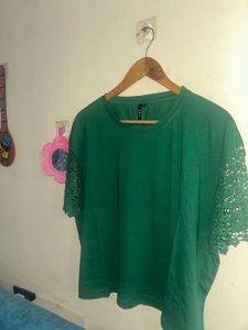 Green Lace Sleeve Top
